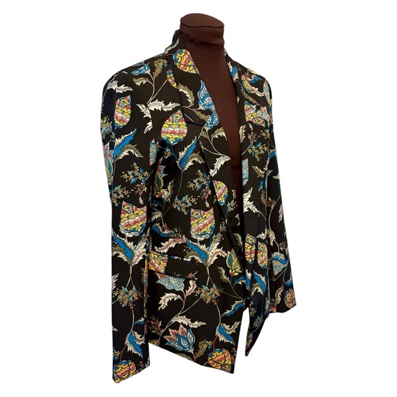 7th Avenue Women's Blackwith Bright Floral Tailored Open Jacket, size XS - Picture 4 of 10